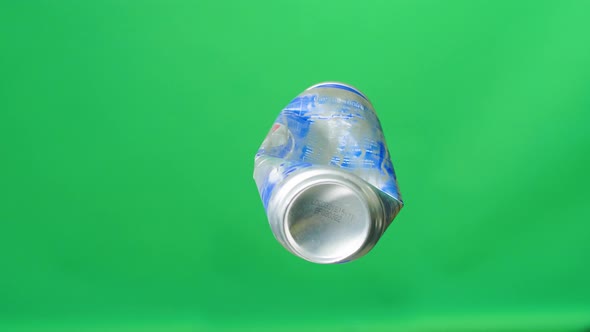 Compressed Can Rotating On Green Screen Background