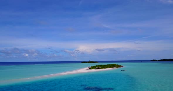 Beautiful overhead abstract view of a white sand paradise beach and aqua turquoise water background 