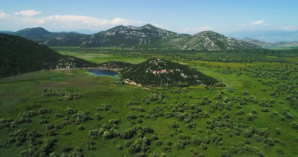 Aerial View of the Landscape of Lake Skadar in Montenegro