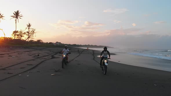 Motorbike Ride on Beach Aerial Bali