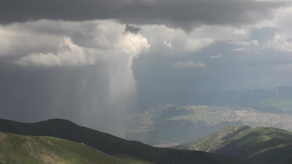Downburst Curtain of Rain in Mountains