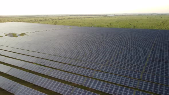 Aerial Top View of a Solar Panels Power Plant