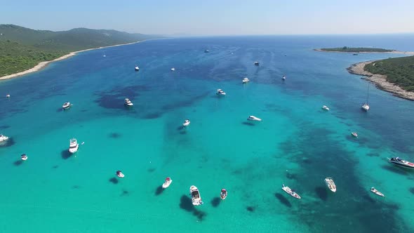 Flying over pleasure boats in a nautical paradise