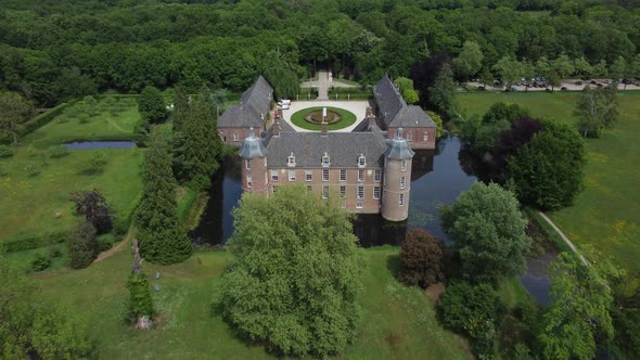 Castle Slangenburg in the Achterhoek, Gelderland, the Netherlands, Aerial