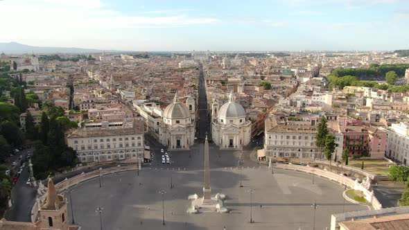 Aerial view of Piazza del Popolo (People's Square), Rome, Italy