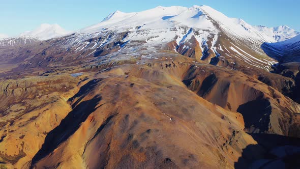 Aerial View of Majestic Snow Capped Mountains in Iceland