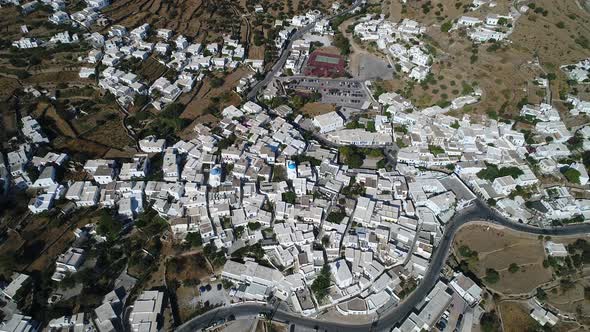 Apollonia village on Sifnos island in the cyclades in Greece aerial view