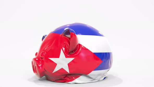 Deflating Piggy Bank with Printed Flag of Cuba alt