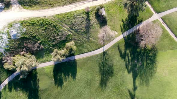 Aerial View of Golf Course with Green Field in the Valley