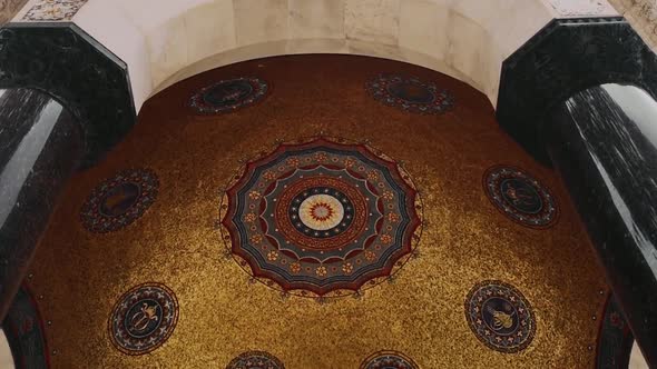 Mosaic dome of Turkish Mosque filmed in Istanbul