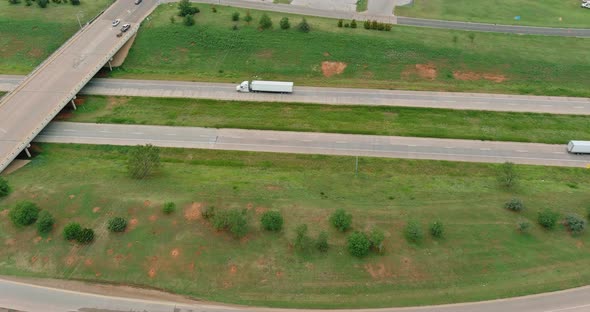 Panorama Aerial View of Highway Road Junction From the Height Drone