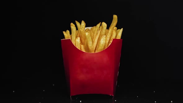 French Fries on a Black Background.