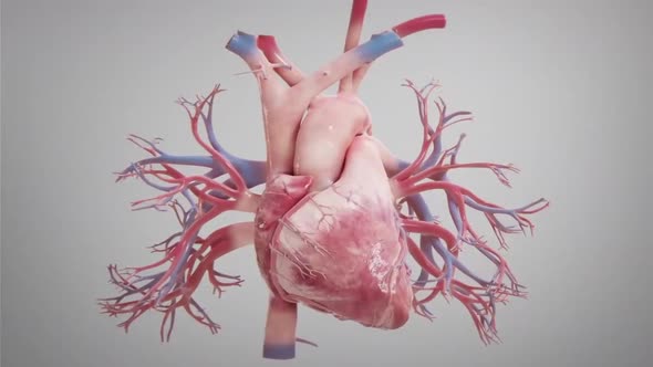 Human Circulatory System Heart Beat Anatomy Animation Concept. 3D alt