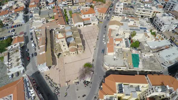 Aerial View of Streets and Historical Buildings in Larnaca City, Cyprus