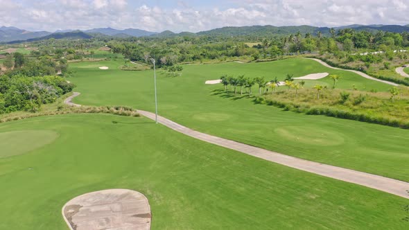 Golfing Area From Above On A Sunny Day. Vistas Golf And Country Club In Santo Domingo, Dominican Rep