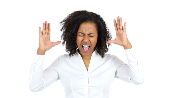 Screaming Black Woman White Background