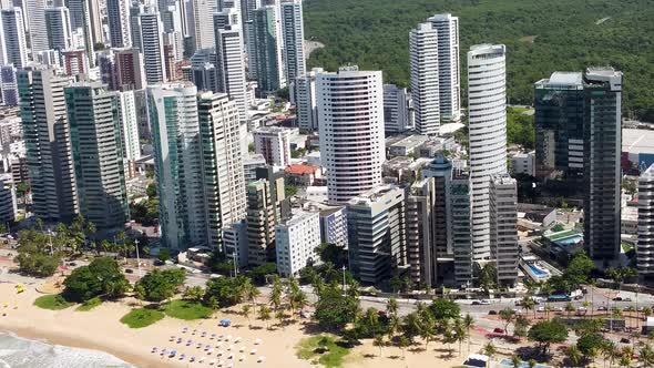 Famous beach at downtown Recife, state of Pernambuco, Brazil.