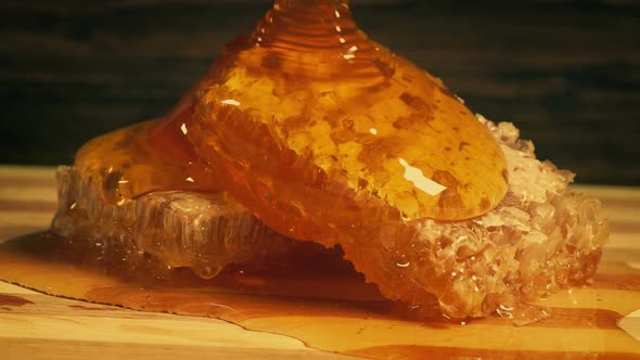 Honeycomb Slices Covered In Honey