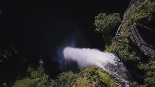 Top-down view of beautiful waterfall