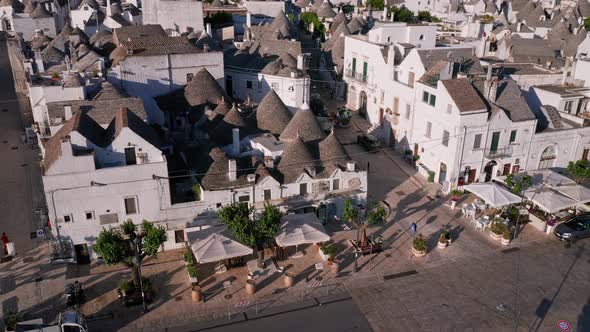 Aerial view of small town in Puglia region -  Alberobello, Italy.