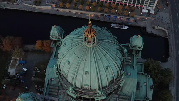 Aerial View From Ascending Drone on Berlin Cathedral Roof