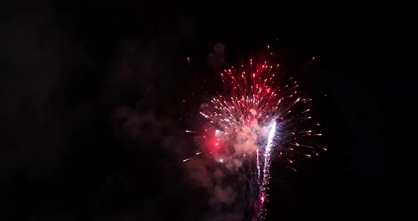 Fireworks in the dark sky