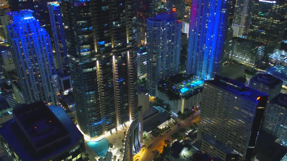 Aerial Downward Facing Footage Neon Miami City 