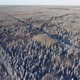 Aerial View From a Drone of a Road in the Middle of Snowcovered Trees and Snowcovered Forest on a - VideoHive Item for Sale