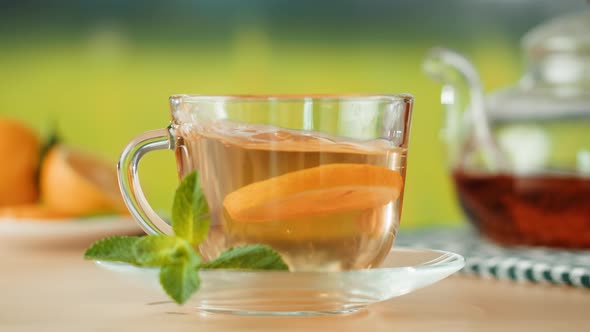 Citrus Tea in Cup Closeup