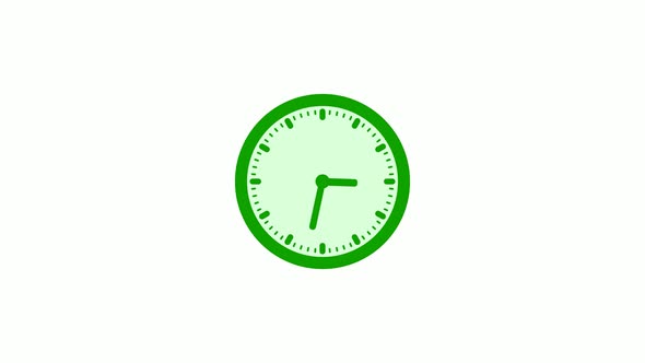 Counting Down Green Clock Animation On White Background