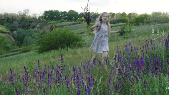 Child Girl With The Purple Bouquet