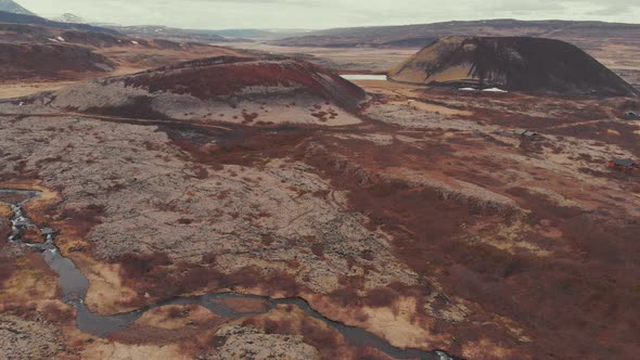 View of stream and hills