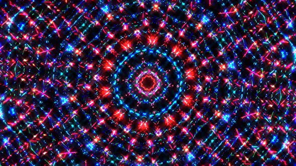 animated round shape of multicolor flashing lights, on a red background