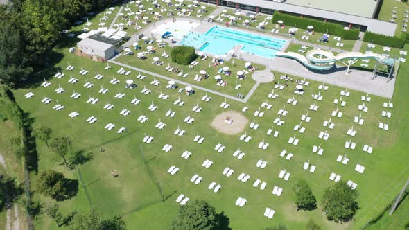 Open Air Pubblic Swimming Pool Aerial View