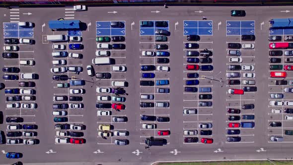 Drone Flies Over a Large Used Car Parking Lot