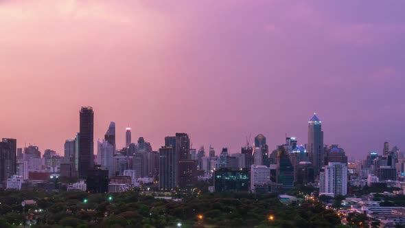 Day and Night Transition Time Lapse of Cityscape and Buildings in Metropolis