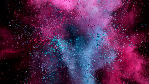 Super Slow Motion Shot of Color Powder Explosion Isolated on Black Background at 1000Fps alt