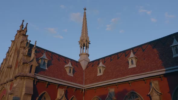 Decorative Red Roof of Roman Catholic Church of St Nicholas in Kiev