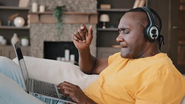 African American Adult Man Senior Freelancer Male Mature Middle Aged Businessman Work Online on