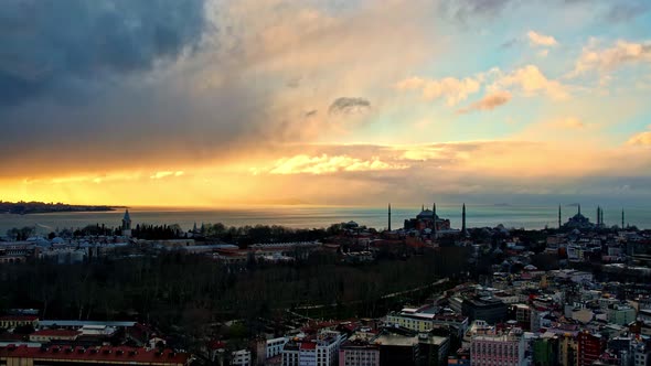 Aerial View Istanbul, Sunset