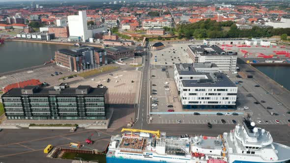 Birds Eye of Esbjerg Harbor One of the Largest of the North Sea