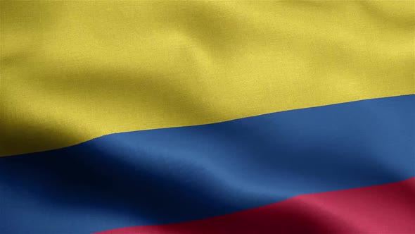 Colombia Flag Seamless Closeup Waving Animation
