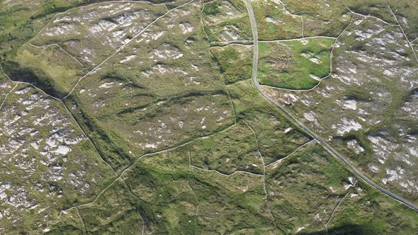 Stunning layered Connemara terrain landscape Ireland aerial