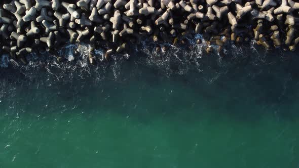 Aerial Drone View of a Breakwater