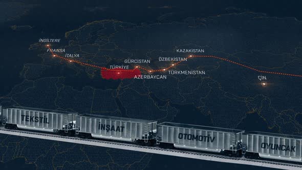 Train animation. China-England line.