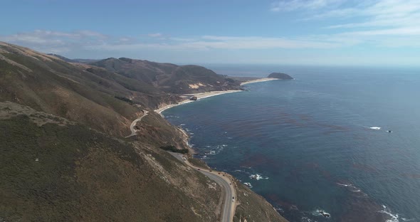 Aerial View of Big Sur Coast High Way 1 near Monterrey California