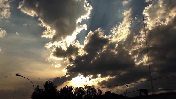 Thunder Clouds over Horizon in the City.