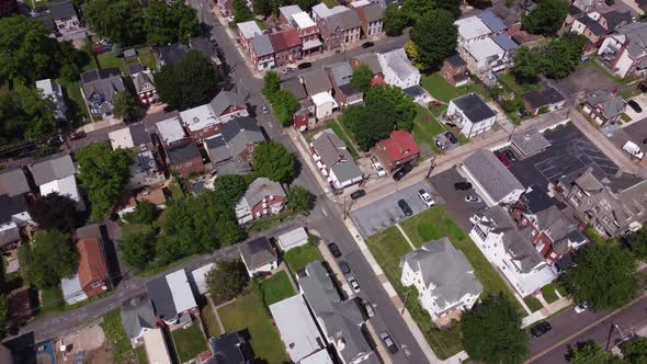 Drone view over a town buildings in pennsylvania