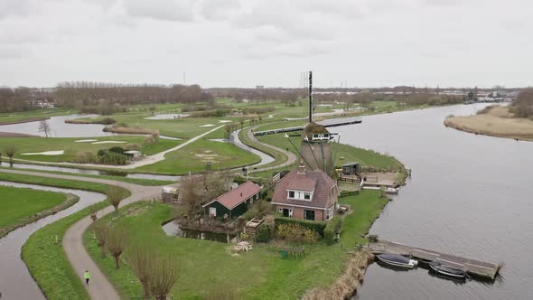 Aerial Survey Flyby Around the Mill in Holland