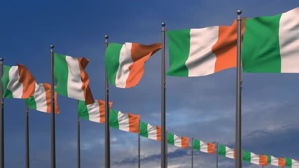 The Ireland Flags Waving In The Wind 4K